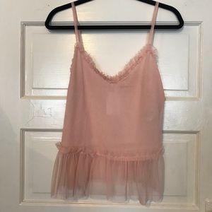Blush tulle tank top